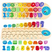 Wooden Number Puzzles Toys for Toddlers, Learning Toys for 3 4 5 Years Boys Girl - £23.36 GBP