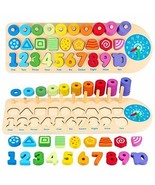 Wooden Number Puzzles Toys for Toddlers, Learning Toys for 3 4 5 Years B... - £23.57 GBP