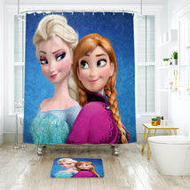 Disney Frozen Anna Elsa Shower Curtain Bath Mat Bathroom Waterproof Decorative - £18.08 GBP+