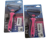 Two - Maxpower Planet Pet Dog Cat Grooming Brush Double Sided Shedding Pink - $12.55