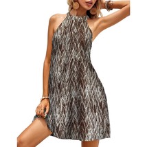 Summer Women&#39;s  Print Halter Mini Dresses  Off  Tie Back Sleeveless Dres... - £42.58 GBP