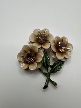 Vintage Enamel Rhinestone Flower Brooch 5.7cm - £17.40 GBP