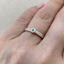 Non traditional engagement ring with real emerald, May birthstone ring - £314.54 GBP