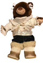 Build A Bear Brown Bear with Sequin Shirt Denim Jean Fur Lined Boots Underwear - £19.74 GBP