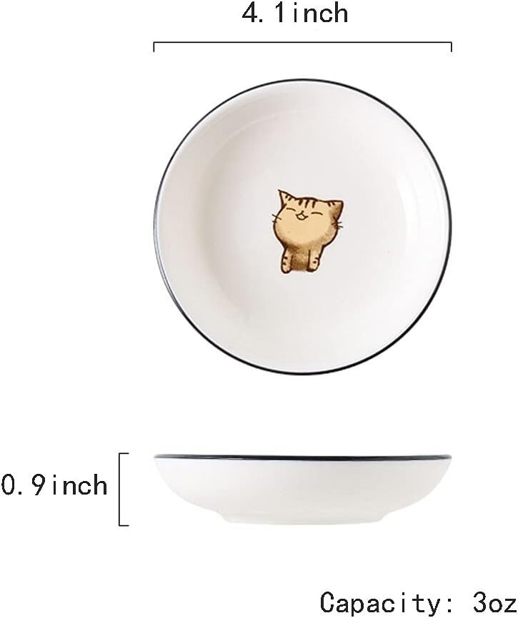 FUYU 6pcs Cute Cat Multipurpose Ceramic Sauce Dish Seasoning  4.1 x 0.9 inches Item image 6