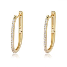 18k Gold Plated Women U Shape Simulated Diamond Hinged Huggie Hoop Earring - £55.47 GBP