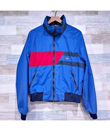 CB Sports Vintage Double Stripe Bomber Jacket Blue Red Nylon USA Mens Large - £55.02 GBP