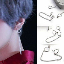 K-Pop BTS Pendiente de cadena con dos anillos Pendiente de tuerca Bang Tang... - £3.15 GBP