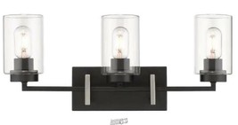 G. Lighting-Tribeca 4.63 in. 3-Light Black with Pewter Accents Bath Vanity Light - £106.30 GBP