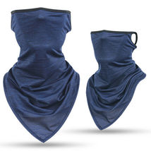 Dark Blue Ear Hangers Face Mask UV Protection Scarf Neck Gaiter Bandana - $15.96
