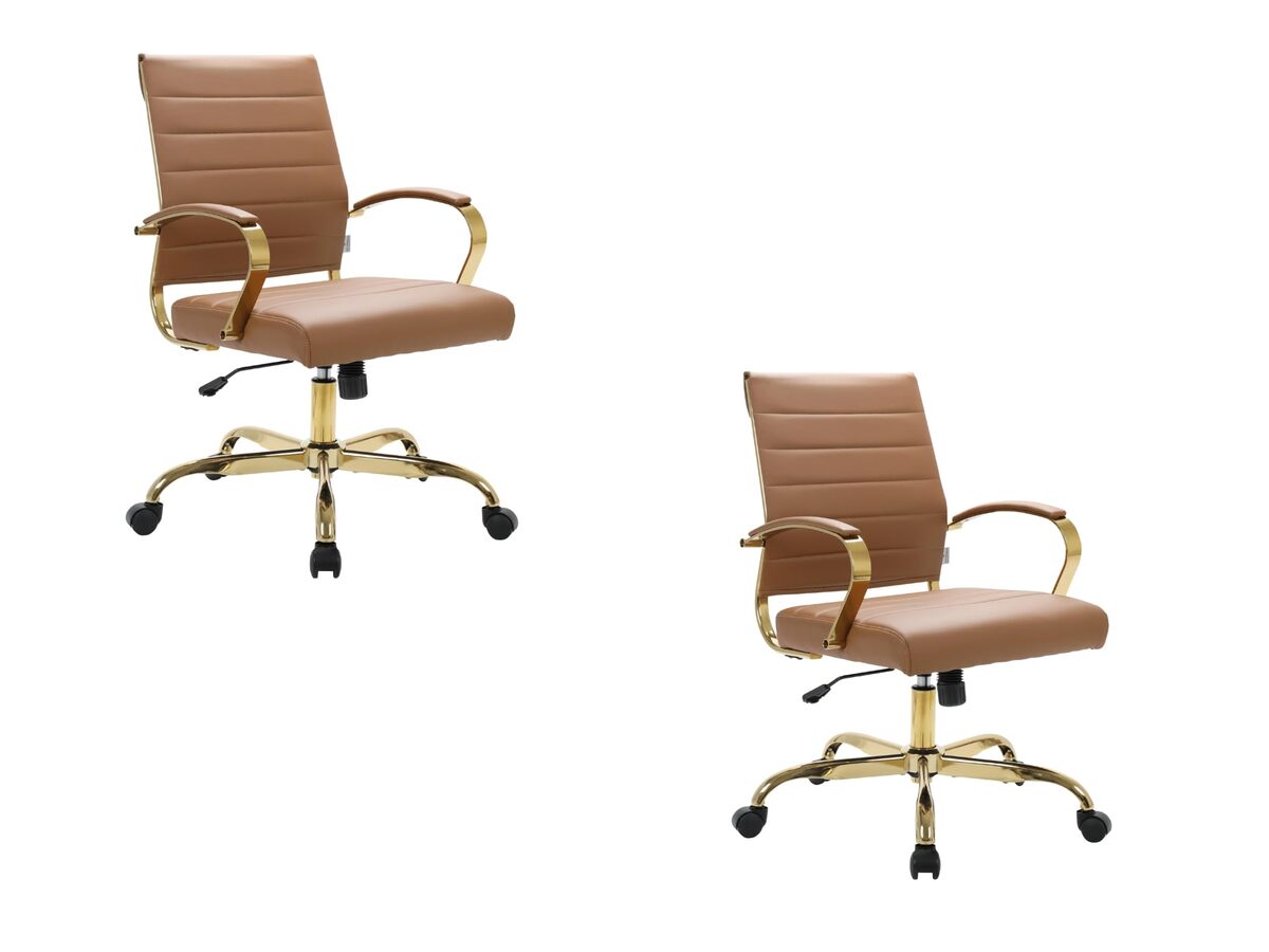 LeisureMod Benmar Leather Office Desk Chair, Mid-Back Ergonomic Swivel C... - $488.14