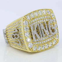 3.00 Ct Round Cut Diamond Men&#39;s Custom Hip Hop Ring 14k Yellow Gold Finish - £175.81 GBP