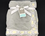 Just Born Plush Baby Blanket Gray Geometric Luxe Triboro Quilt - £62.75 GBP
