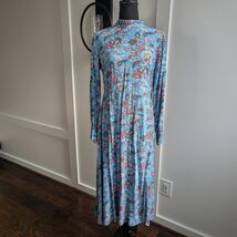 LOFT Womens Paisley Floral Light Blue Hugh Neck Long Sleeve Maxi Dress - $42.50