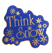 Think Snow Snowflakes Blue Gold Enamel Pin Ski Skiing Winter Mountain Sp... - $12.99