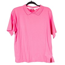 Merona VTG Shirt L Womens Pink Collar Short Sleeve Cotton Underarm Holes - £13.34 GBP