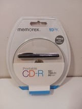 Memorex Printable CD-R 52x 700Mb 80 Min 10 Pack Brand New Factory Sealed - £11.86 GBP