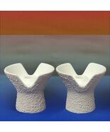 Vintage Royal Haeger R1775-S Candleholders Pair - MCM White &amp; Gray Textu... - $44.55