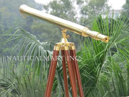 40&quot; Clear Coated Solid Brass Harbormaster Telescope On a Mahogany Tripod... - £147.62 GBP