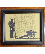 Vintage Gettysburg Map ~ Soldier with Cannon Silhouette in a Wooden Fram... - $60.00