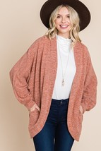 Women&#39;s Coral Open Front Cardigan With Side Pockets (S) - $28.22