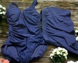 Talbot&#39;s &amp; Miraclesuit One Piece Swimsuit w/ Swim skirt Size 12 blue rou... - $94.05