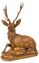 Sculpture MOUNTAIN Lodge Laying Stag Resting Deer Chestnut Resin Hand-Cast - £278.97 GBP