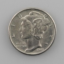 1945 Silver Mercury Dime 10C (Gem BU Condition) Brilliant Full Mint Luster - $335.09 MXN