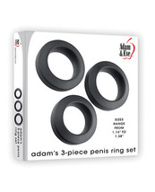 Adam &amp; Eve Adam&#39;s 3 Pc P*nis Ring Set - Black - £35.72 GBP
