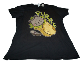 Purrito cat burrito black T-Shirt Size XL - $12.86