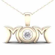 10K Yellow Gold 0.01ct TDW Diamond MOM Solitaire Pendant Necklace - £200.48 GBP