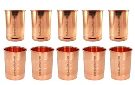 Pure Copper Water Drinking Tumbler Glass 5 Silvertouch 5 Smooth 300ML Set Of 10 - £45.55 GBP