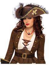 Forum Novelties Womens Brown Tricorner Tricorn Pirate Hat Costume Accessory - £42.24 GBP