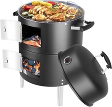 Outdoor Small Charcoal Grills With Meat Smoker Combo For Backyard Patio Barbecue - £103.86 GBP