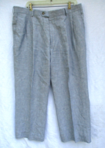 Paul Fredrick Mens 100% Linen Blue Pleated Dress Pants 39 Waist x 26 Inseam - £22.53 GBP