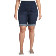 Terra &amp; Sky Women&#39;s Pull On Denim Bermuda Shorts EXTREME Dark Wash  24W-... - $16.81