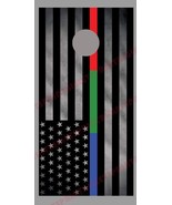 Thin Blue Green Red Line Flag American Corn hole Decal Wrap - £15.72 GBP+