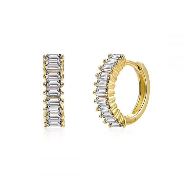 2PCS Stainless Steel Circle Hoop Earrings Women Colorful Zircon Crystal Cartilag - £12.87 GBP