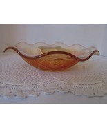 JEANETTE GLASS IRIS &amp; HERRINGBONE GLASS RUFFLE BOWL 9.5&quot; DEPRESSION - $308.80 MXN