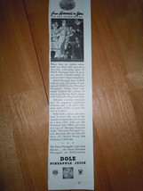 Vintage Dole Pineapple Juice From Hawaii to You Print Magazine Advertise... - £3.91 GBP