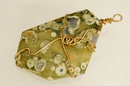 Semiprecious Jewelry Ocean Jasper Wire Wrapped Gemstone Necklace Pendant - £15.77 GBP