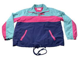 ASHLEY Half Zipper Colorblock Windbreaker Size 2X Colorful 90&#39;s Style Jacket - £12.70 GBP