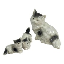 Persian Kitty Mini Figurines 3 Black &amp; White Kitten Cat Trinket Tchotchke 2” VTG - £18.67 GBP