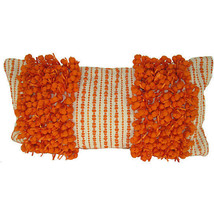 Design Accents Hand Woven Poly Nubs Funberry Stripe Pillow Orange  28 x 14" - £34.02 GBP