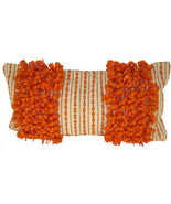 Design Accents Hand Woven Poly Nubs Funberry Stripe Pillow Orange  28 x 14&quot; - £34.02 GBP