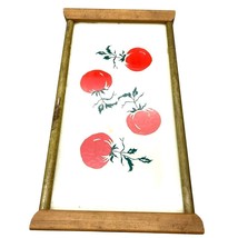 Slender Vintage Wood Serving Tray with Hand Painted Tomatoes under Glass - £20.72 GBP