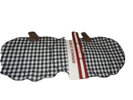 New Fall Black &amp;White Gingham Pumpkin Table Runner 13&quot; X 36&quot; Autumn Decor - £19.83 GBP