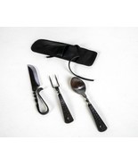 Medieval Forged Eating Utensils Set of 3 + Belt Case... Ren Fair Feasting - $21.09