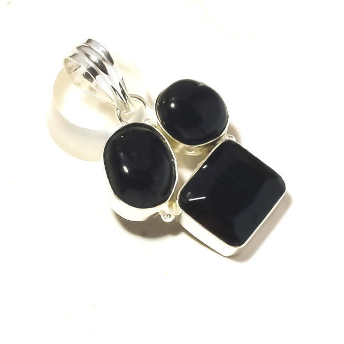 Black Spinel & Black Onyx Handmade Pendant Jewelry 1.70" SA 2186 - £4.77 GBP