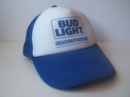 Bud Light #BeachDayEveryDay Hat Blue White Budweiser Beer Snapback Trucker Cap - £12.13 GBP